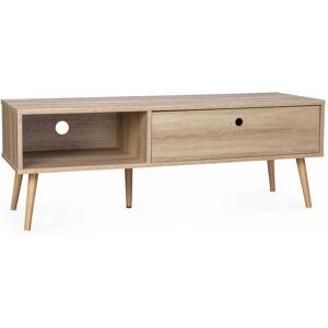 Sweeek - Scandinavian-style wood-effect tv stand with two storage spaces, 120x39x43cm - Scandi - Natural - Natural