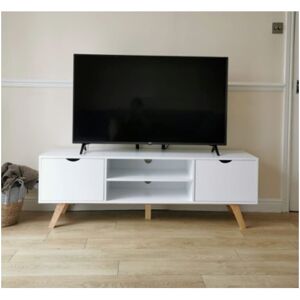 UNIQUEHOMEFURNITURE Scandinavian tv Stand Vintage Retro Furniture Storage Media Unit White Cabinet