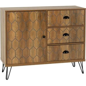 Seconique - Ottawa 1 Door 3 Drawer Sideboard Oak Effect and Black