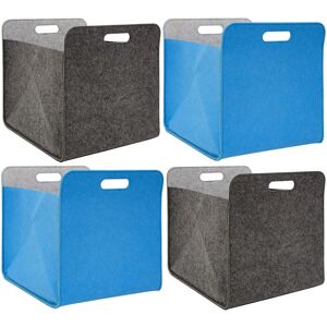 Dunedesign Set 4 Felt Storage Boxes 33x33x38cm Kallax Basket Ikea Shelf Insert Grey Blue - grau