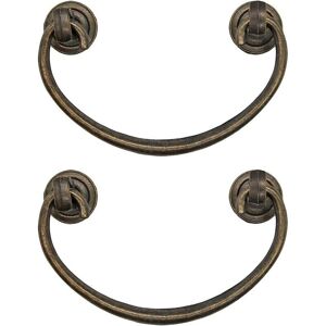 Woosien - Set Of 2 Folding Furniture Handles, Drawer Pulls, Cupboard Pulls, Dressers, Antique Bronze Brass Design