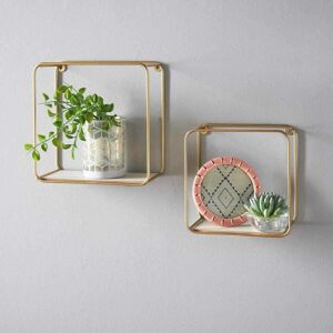 Dylex - Set of 2 Gold Metal Wired Floating Wall Shelves Shelf Set Tromso Home Decor