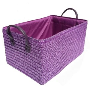 TOPFURNISHING Neon Bright Colours Toys Baby Nursery Organiser Cupboard Storage Basket + Handle Hamper basket [Purple,Set of 2 Extra Large] - Purple