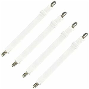 HÉLOISE Set of 4 bedding accessories adjustable sheet tensioner elastic strap fixing, for bed sheet, sofa, ironing cover - 30cm to 120cm, white