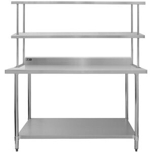 MONSTER SHOP Kitchen Catering Table With Double Over-Shelf Work Bench Heavy