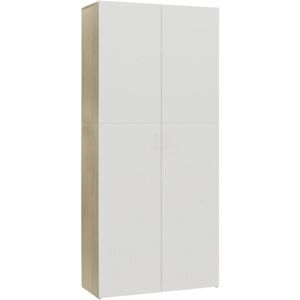 Shoe Cabinet White and Sonoma Oak 80x35.5x180 cm Engineered Wood Vidaxl Multicolour