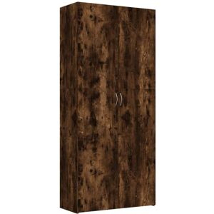 Shoe Cabinet Smoked Oak 80x35.5x180 cm Engineered Wood Vidaxl Brown