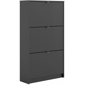 NETFURNITURE Shoe Cabinet With 3 Tilting Doors And 2 Layers Matt Black - Black