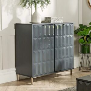 SIENA Sideboard 2 Door Storage Cabinet Grey High Gloss Unit Living Room Furniture - Grey