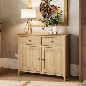 FWStyle Sideboard Natural Oak Veneer 2 Doors 2 Drawers Storage Cupboard - Natural