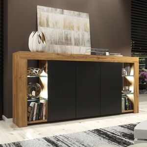 CREATIVE FURNITURE Sideboard tv Unit Display Cabinet Cupboard tv Stand Living Room Matte Doors - Oak & Black - Oak & Black