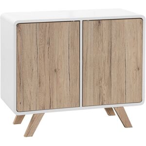 Beliani - Minimalist Sideboard Light Wood White Storage Shelf tv Stand Milo - Light Wood