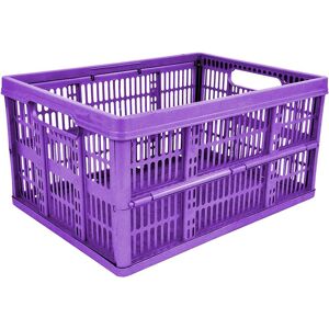 Simpa - 32L 5PC Plastic Folding Storage Crates - purple - Purple