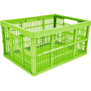 Simpa - 32L 5PC Plastic Folding Storage Crates - lime green - Lime Green