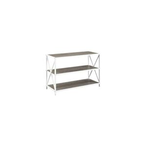 40' Grey Wash Industrial Collection Wood Bookcase White Metal - Simpa