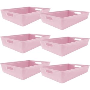 6PC Plastic Studio Storage Organiser Trays with Handles - pastel pink size 6L - Pastel Pink - Simpa