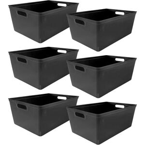 6PC Plastic Studio Storage Organiser Trays with Handles - black size 11L - Black - Simpa