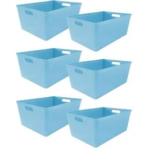 6PC Plastic Studio Storage Organiser Trays with Handles - pastel blue size 4L - Pastel Blue - Simpa