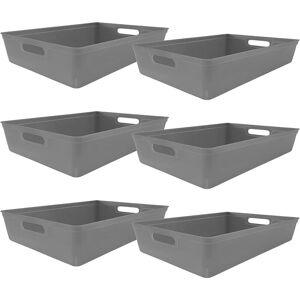 6PC Plastic Studio Storage Organiser Trays with Handles - grey size 6L - Grey - Simpa