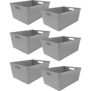 6PC Plastic Studio Storage Organiser Trays with Handles - grey size 4L - Grey - Simpa