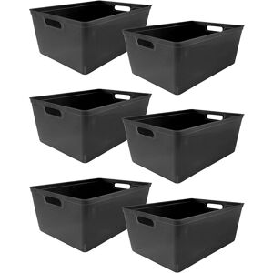 6PC Plastic Studio Storage Organiser Trays with Handles - black size 4L - Black - Simpa