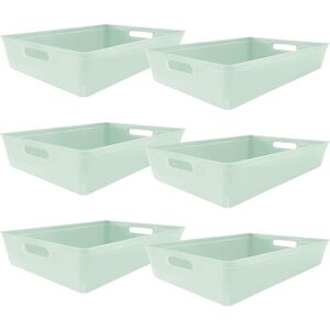 6PC Plastic Studio Storage Organiser Trays with Handles - sage green size 6L - Sage Green - Simpa