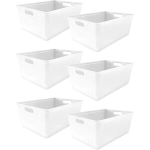 6PC Plastic Studio Storage Organiser Trays with Handles - white size 4L - White - Simpa