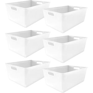 simpa 6PC Plastic Studio Storage Organiser Trays with Handles - WHITE SIZE 11L - White