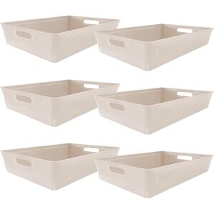 6PC Plastic Studio Storage Organiser Trays with Handles - taupe size 6L - Taupe - Simpa