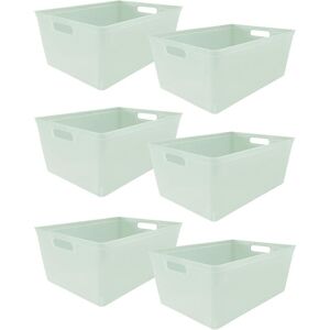 6PC Plastic Studio Storage Organiser Trays with Handles - sage green size 4L - Sage Green - Simpa