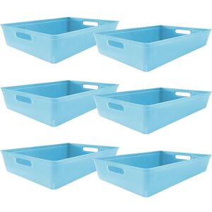 6PC Plastic Studio Storage Organiser Trays with Handles - pastel blue size 6L - Pastel Blue - Simpa