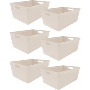 6PC Plastic Studio Storage Organiser Trays with Handles - taupe size 4L - Taupe - Simpa