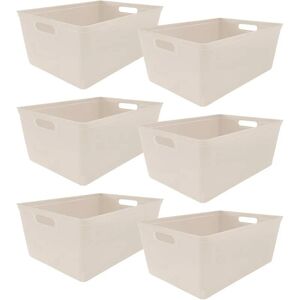 6PC Plastic Studio Storage Organiser Trays with Handles - taupe size 11L - Taupe - Simpa