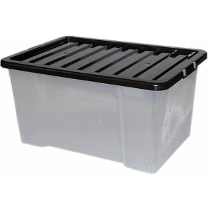 Clear Plastic Storage Boxes with Black Lids - Size 50L - Simpa