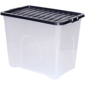 Clear Plastic Storage Boxes with Black Lids - Size 80L - Simpa