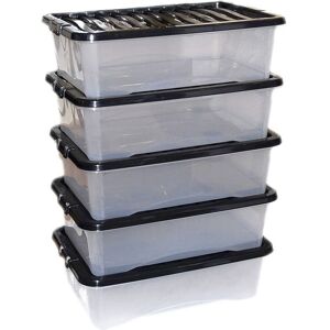 Clear Plastic Storage Boxes with Black Lids - Size 32L - Simpa