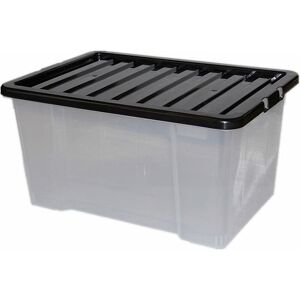 Clear Plastic Storage Boxes with Black Lids - Size 50L - Simpa