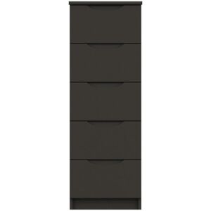 NETFURNITURE Sinata Gloss 5 Drawer Narrow Chest Fully Assembled Graphite Gloss Gloss - Graphite Gloss