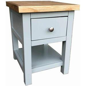 FURNITURE ONE Small Painted Oak Compact Side Table with Drawer and Shelf - Dark grey - Dark grey