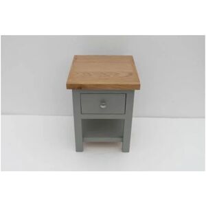 Furniture One - Small Painted Oak Compact Side Table with Drawer and Shelf - Light Grey - Light Grey