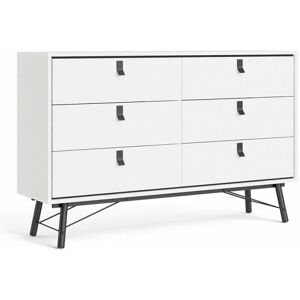 NETFURNITURE Sny Wide Double Chest Of Drawers 6 Drawers In Matt White - White