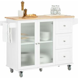 Kitchen Island Kitchen Cabinet Cupboard Sideboard on Wheels,FKW120-WN - Sobuy