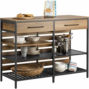 Sobuy - Kitchen Island Sideboard Dining Bar Table with 2 Drawers and 3 Open Shelves,FSB85-PF