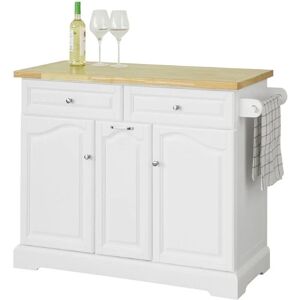 Sobuy - Kitchen Storage Trolley Kitchen Cabinet Cupboard Sideboard Kitchen Island FKW100-WN+Free Kitchen Hanging Shelf FRG150-W - White