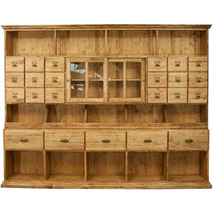 BISCOTTINI Solid lime wood, natural finish W284xDP40xH220 cm sized aphotecary chest . Made in Italy