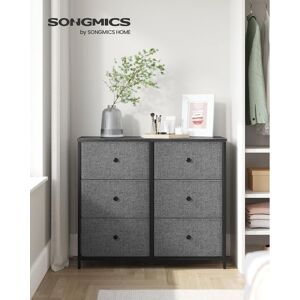 Vasagle - Chest of Drawers, 6 Fabric Drawers with Metal Frame, Storage Organiser Unit, Dresser, for Nursery, Bedroom, Hallway, Grey and Black with