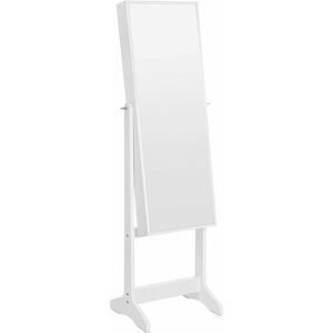 Jewellery Cabinet, Mirror Armoire, Standing Mirror, Full-Length Mirror, Lockable Jewellery Organiser, Gift Idea, White JJC69WT - Songmics