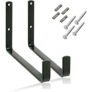 Universal Rack Wall Brackets / Rustic Shelf (1 Pair, Black) - Spares2go