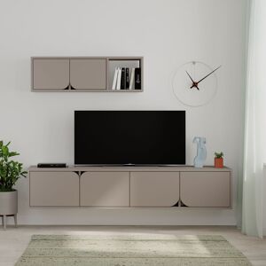 DECORTIE Spark Modern Tv Unit Mocha Grey With Wall Storage Unit 180cm - Mocha Grey