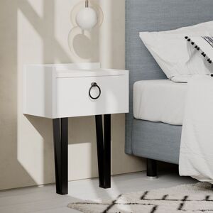 Decortie - Sponge Modern Bedside Table 40cm Width Bedroom Furniture - White - White